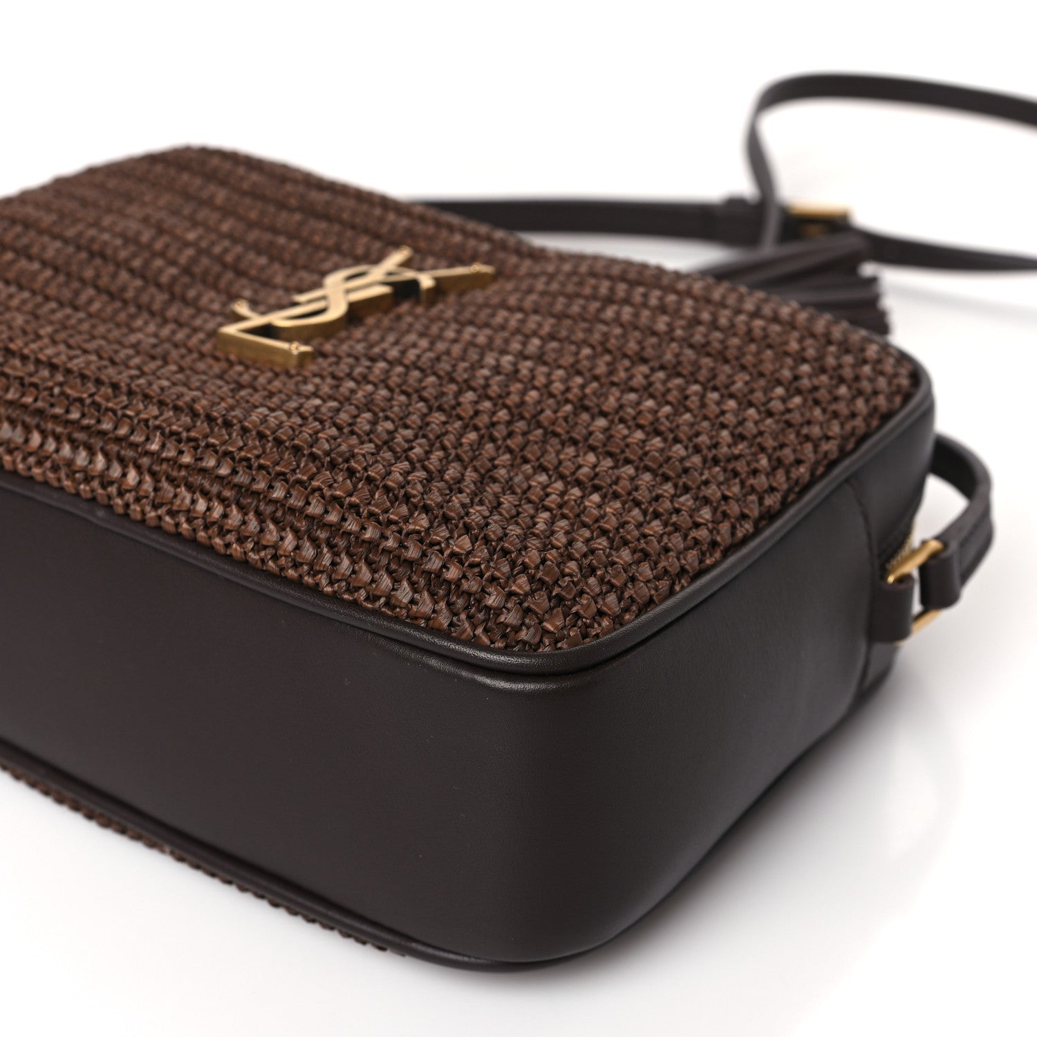 Saint Laurent Raffia Canvas Monogram Lou Camera Bag Dark Chocolate 9 of 9