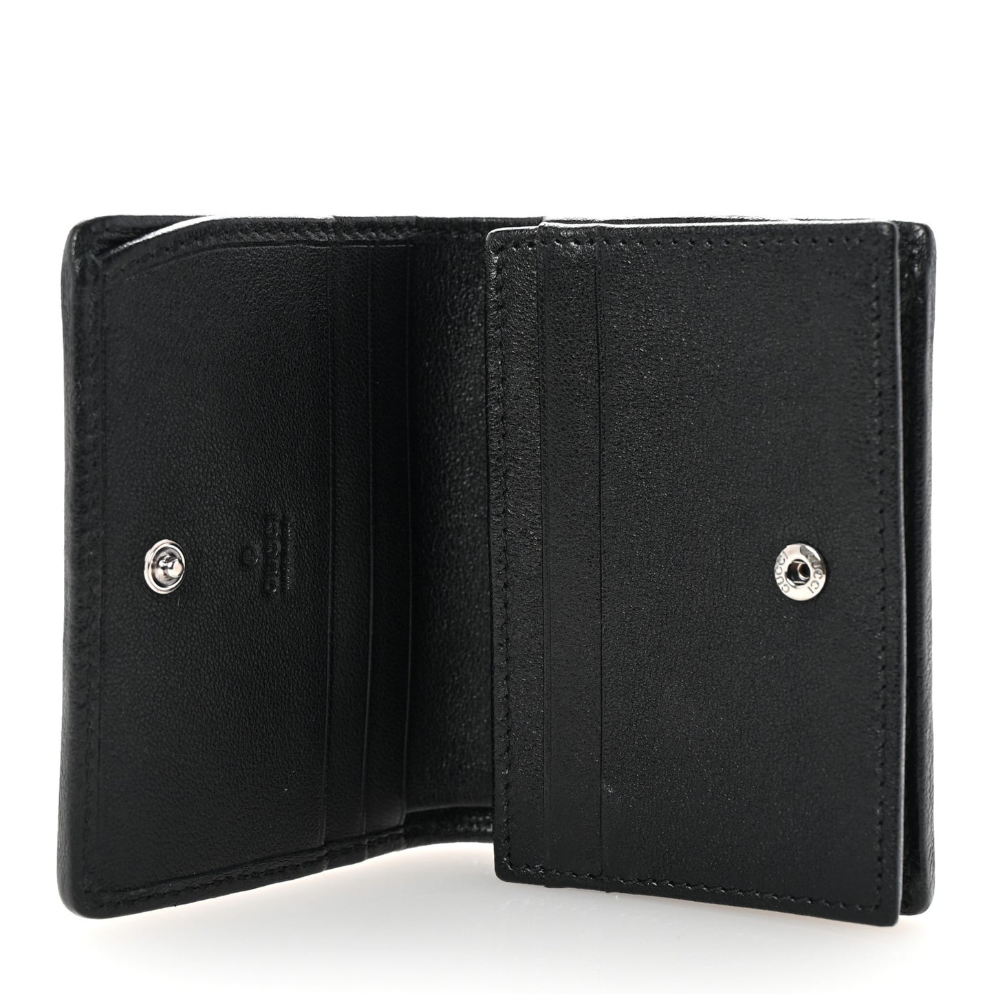 Sakai Be Green Calfskin Diagonal Stitched Blondie Card Case Wallet Black