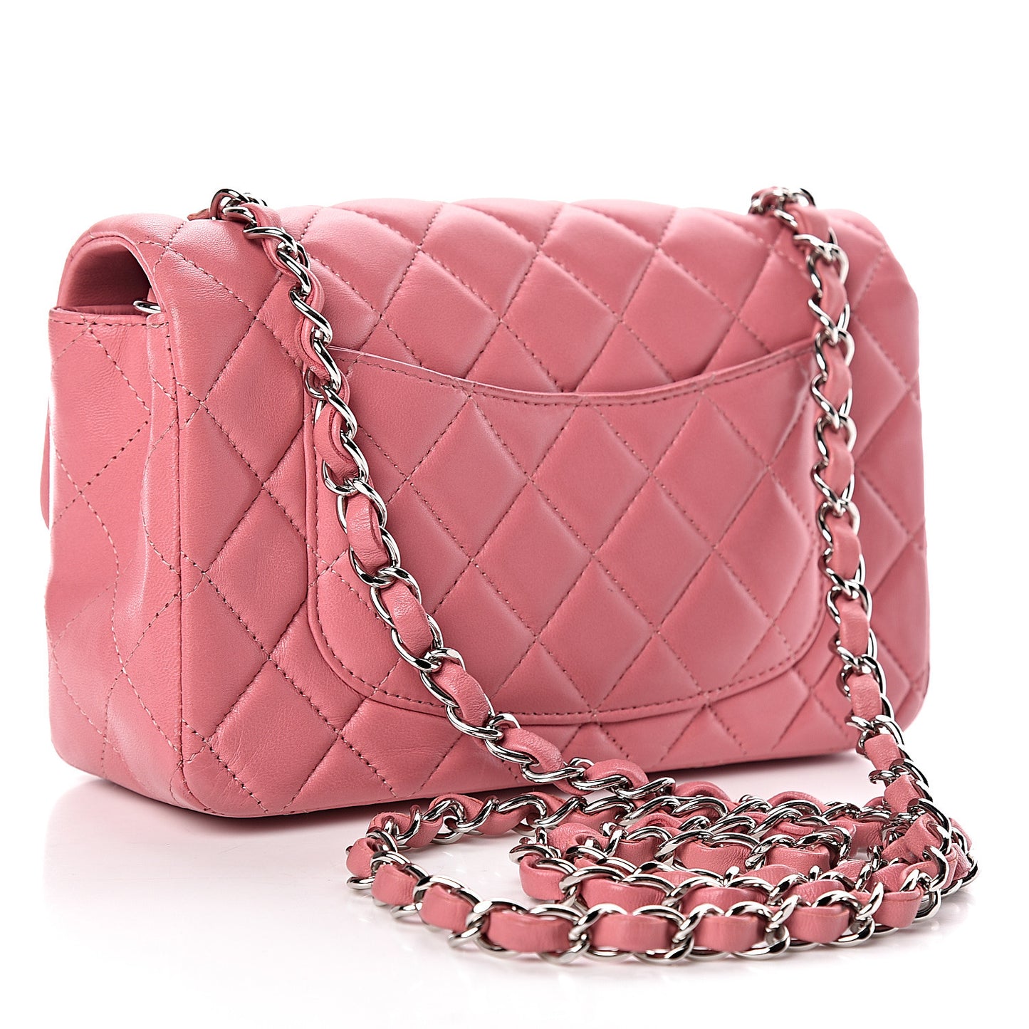 Lambskin Quilted Mini Rectangular Flap Pink