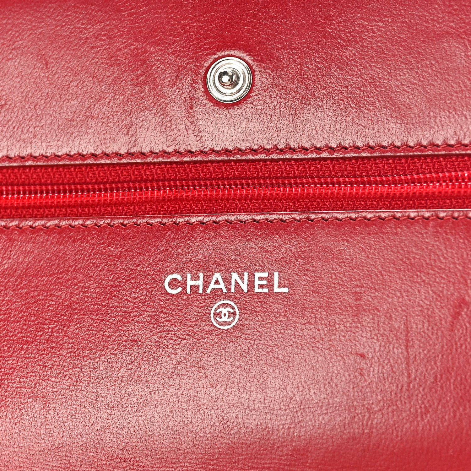 Chanel Lambskin Quilted Wallet On Chain WOC Red 6 of 10