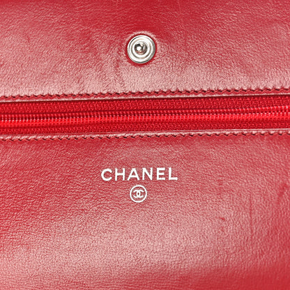 Chanel Lambskin Quilted Wallet On Chain WOC Red 6 of 10