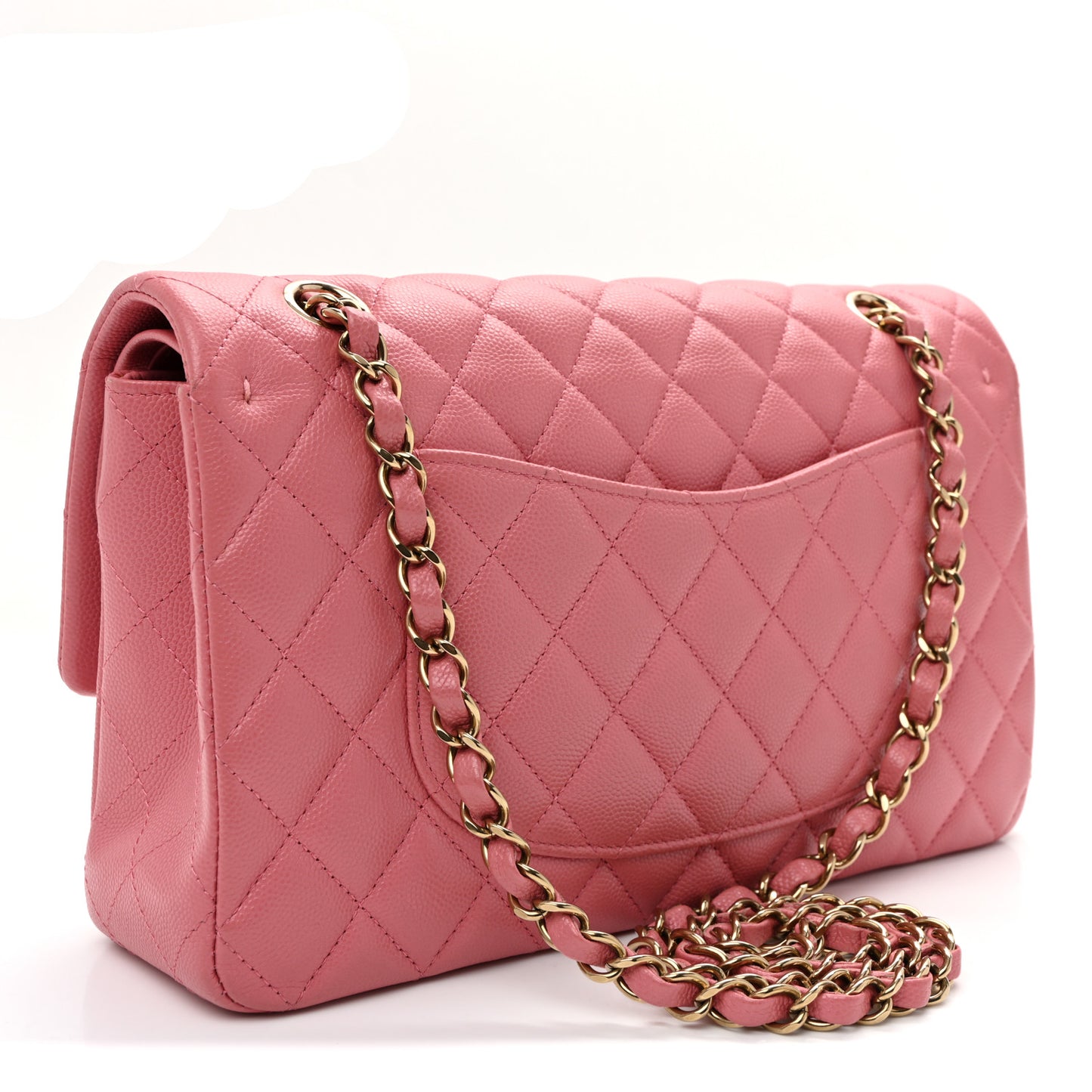 Caviar Quilted Medium Double Flap Pink