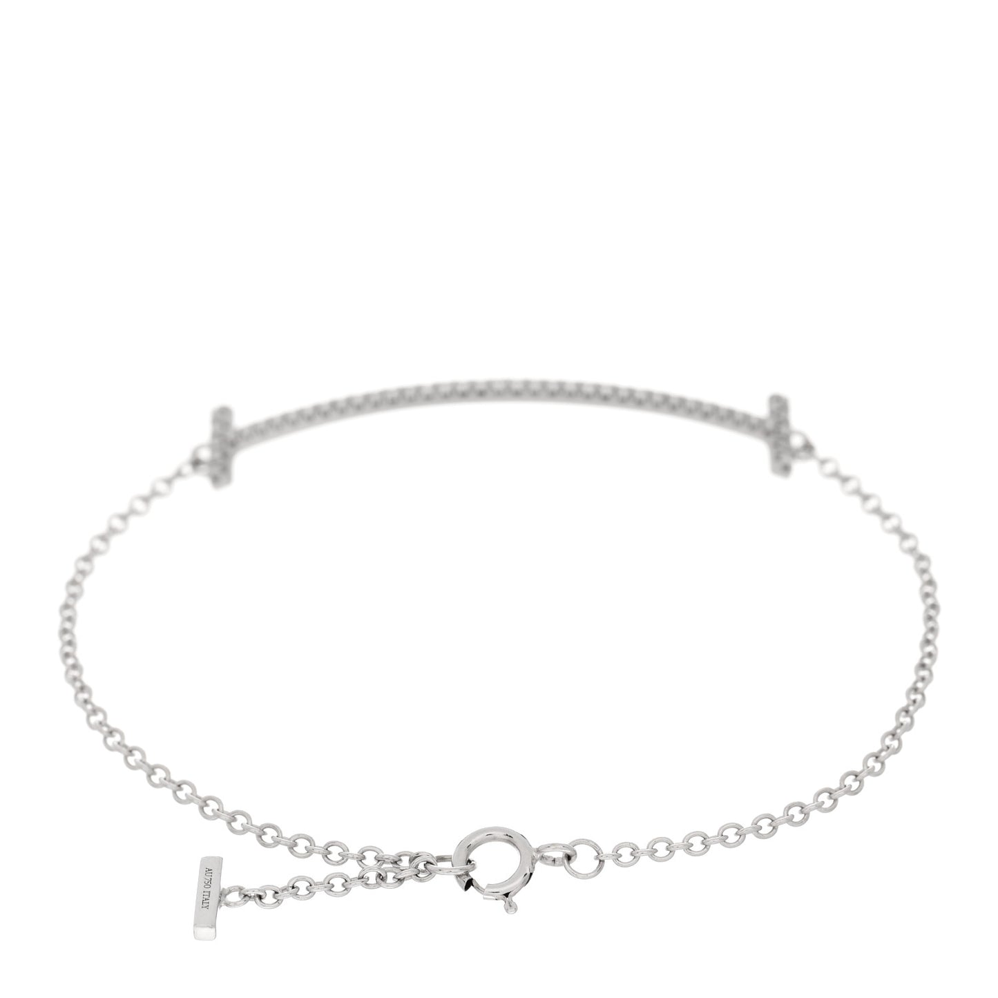 18K White Gold Diamond T Smile Bracelet