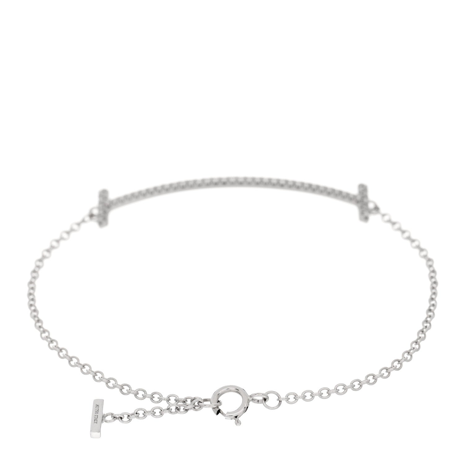 Tiffany 18K White Gold Diamond T Smile Bracelet 2 of 4