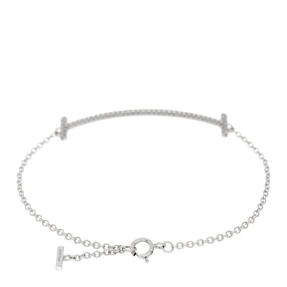 Tiffany 18K White Gold Diamond T Smile Bracelet 2 of 4