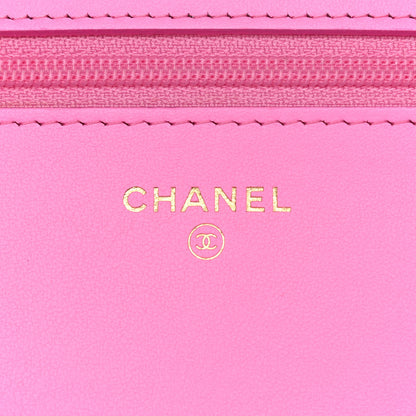 Chanel Denim Quilted Chanel 19 Wallet On Chain WOC Neon Pink 6 of 14