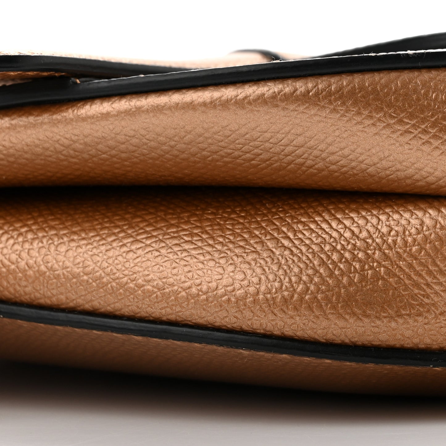 Metallic Grained Calfskin Mini Saddle Bag Gold
