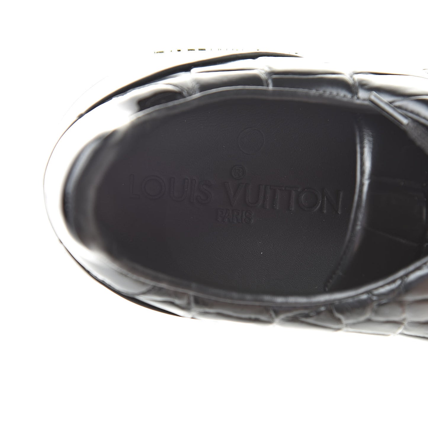 Calfskin Crocodile Embossed Frontrow Sneakers 39 Black