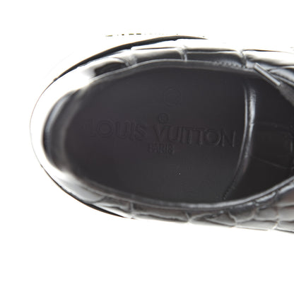 Louis Vuitton Calfskin Crocodile Embossed Frontrow Sneakers 39 Black 8 of 9