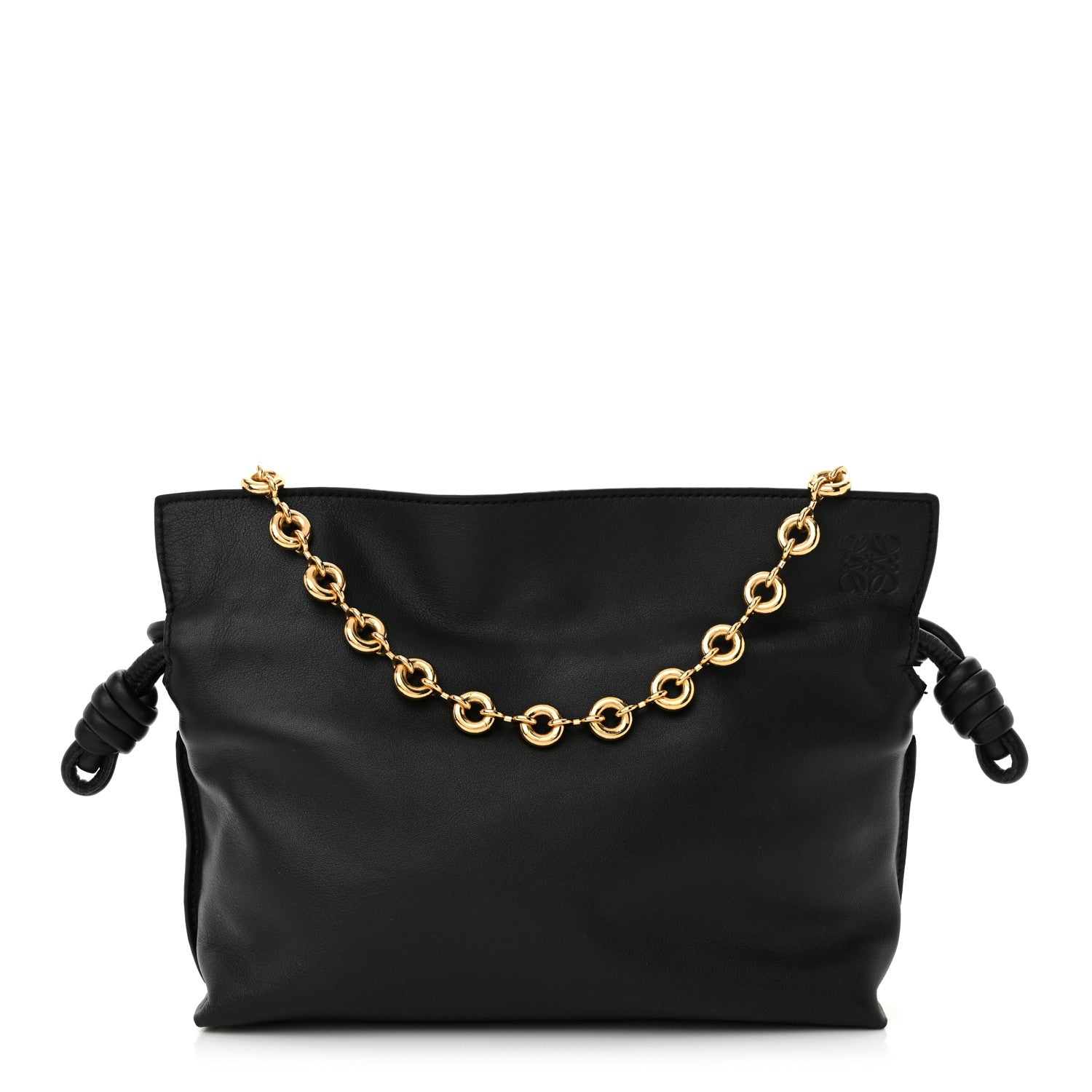 Loewe Nappa Calfskin Mini Flamenco Knot Clutch With Chain Black 1 of 12