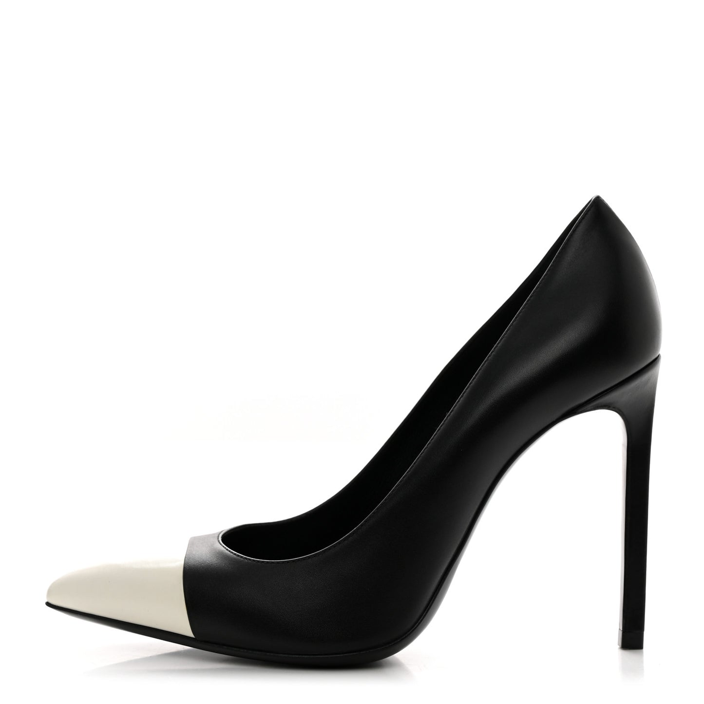 Calfskin Bi-Color Cap Toe 105 Pumps 36.5 Black Porcellana