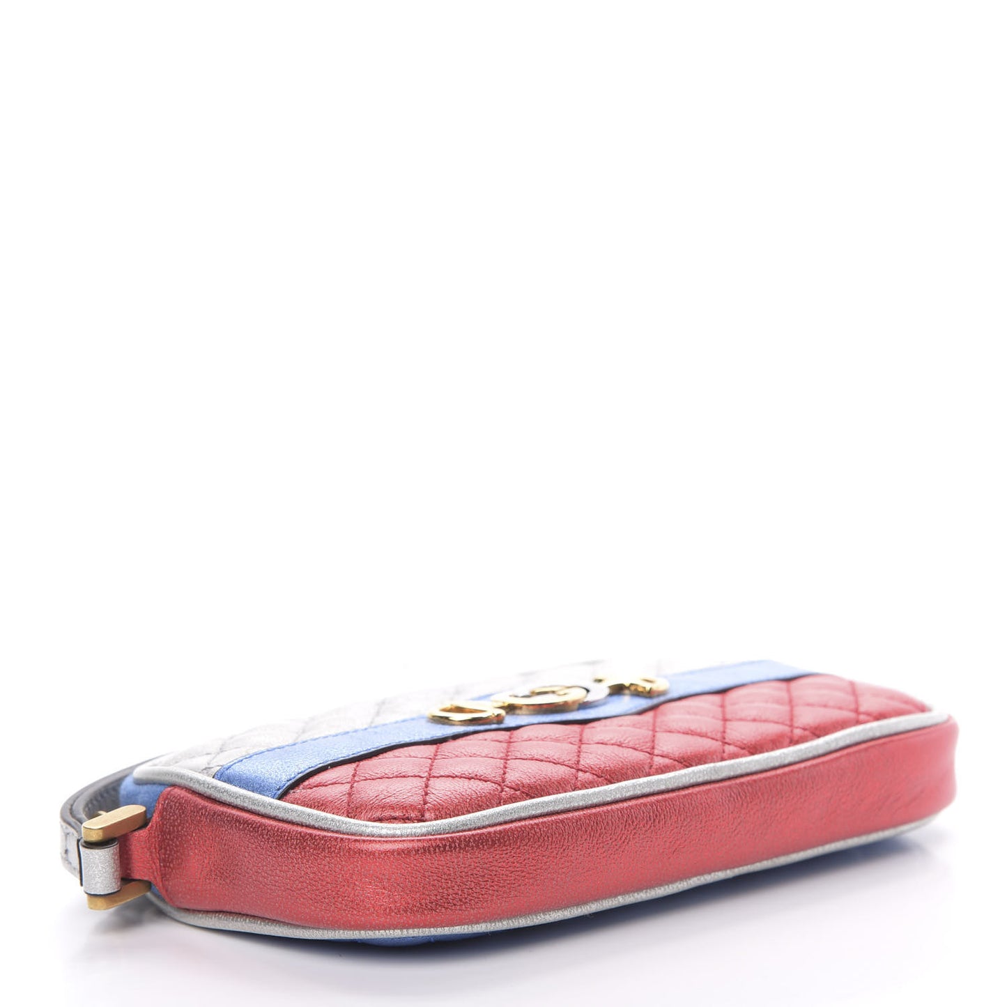 Laminated Nappa Trapuntata Zumi iPhone Case Rosso Marine Argento