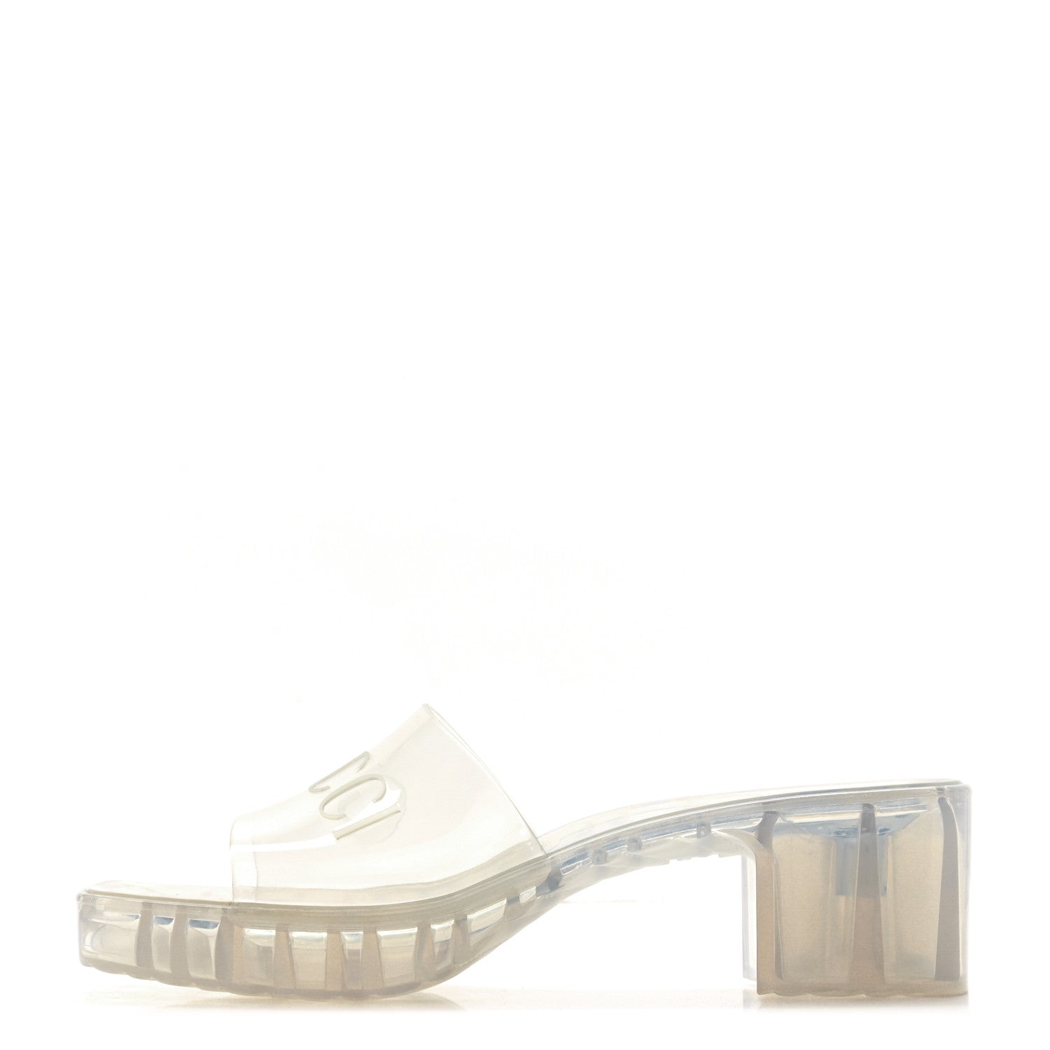 Gucci Rubber Gucci Logo Womens Platform 20/60mm Slide Sandals 40 Transparent 1 of 6
