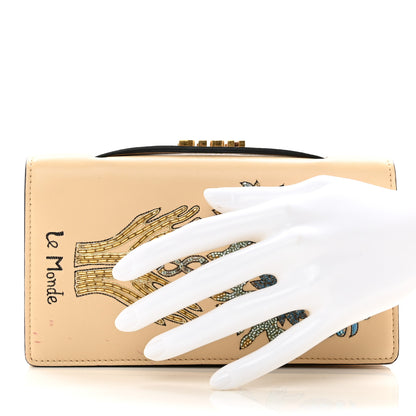 Christian Dior Lambskin Embroidered Le Monde Tarot Pouch Clutch Beige 2 of 7