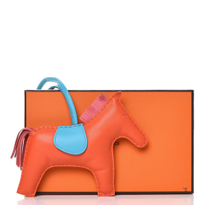 Hermes Milo Lambskin Grigri Rodeo Bag Charm MM Bleu De Malte Cornal 4 of 4
