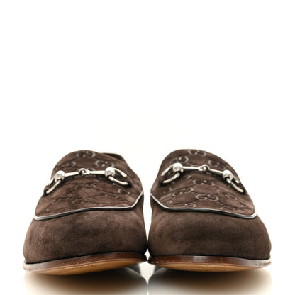 Gucci Luxury Suede GG Monogram Horsebit Mens Jordy Loafers 9 Night Cocoa 3 of 10