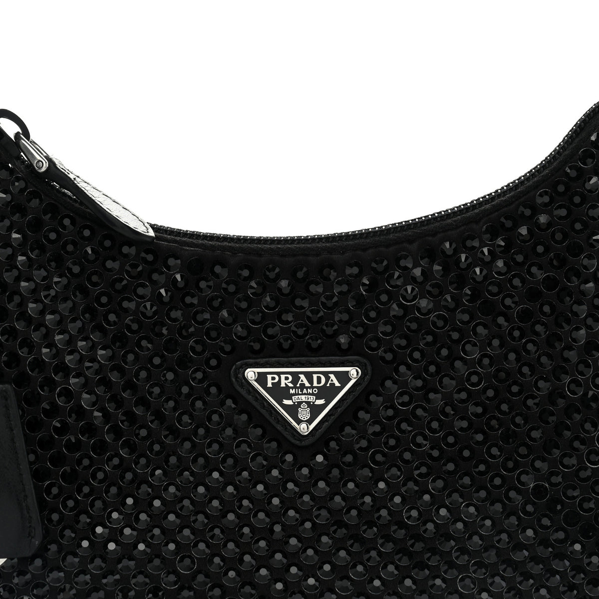 Prada Satin Crystal Mini Re-Edition 2000 Bag Black 8 of 11
