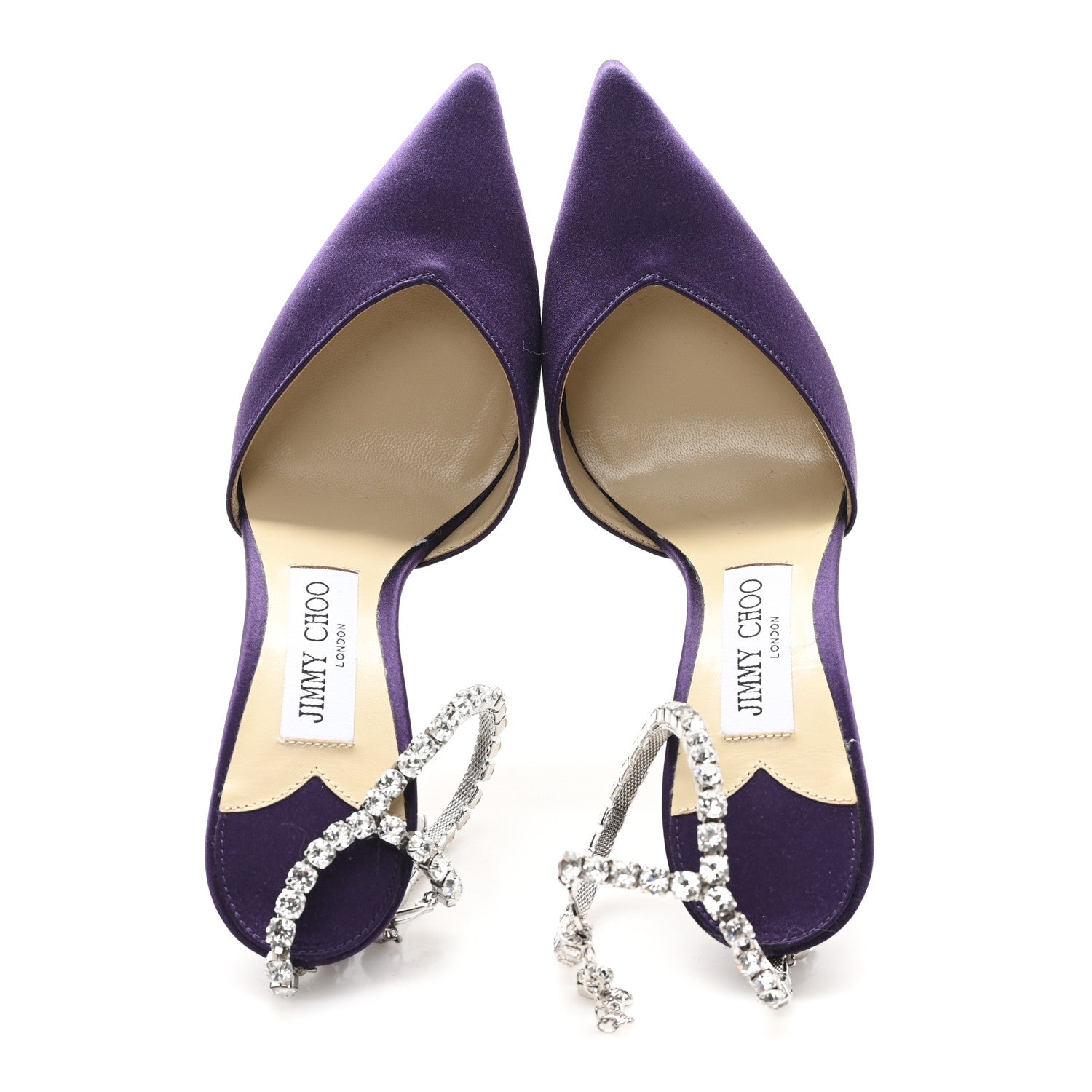 Jimmy Choo Satin Crystal Saeda 100 Pumps 36.5 Cassis 2 of 8