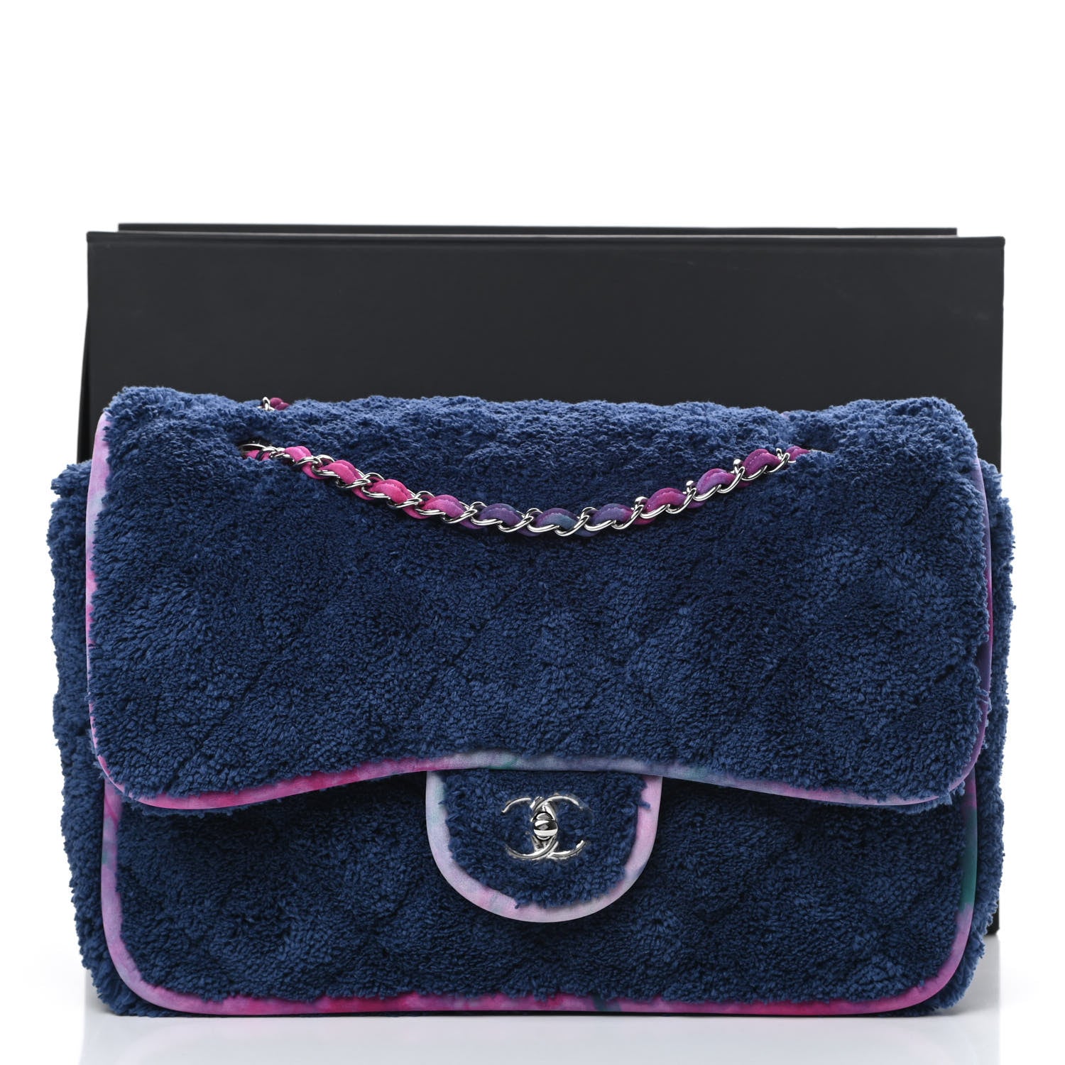 Chanel Mixed Fibers Quilted Large Flap Bag Navy Blue 11 of 11