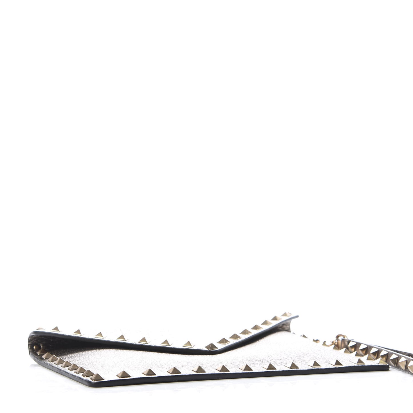 Metallic Pebbled Calfskin Medium Rockstud Envelope Flat Wristlet Pouch Sasso