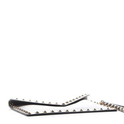 Valentino Garavani Metallic Pebbled Calfskin Medium Rockstud Envelope Flat Wristlet Pouch Sasso 4 of 7