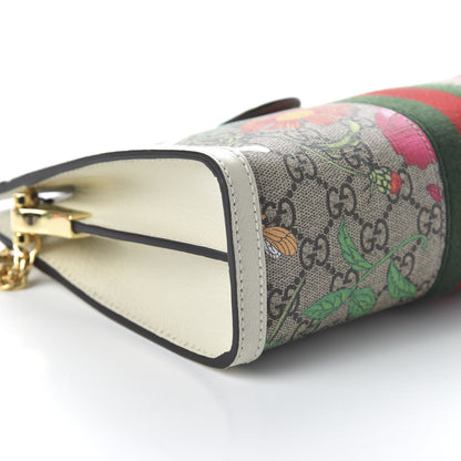 Gucci GG Supreme Monogram Flora Web Small Ophidia Chain Shoulder Bag White 6 of 11