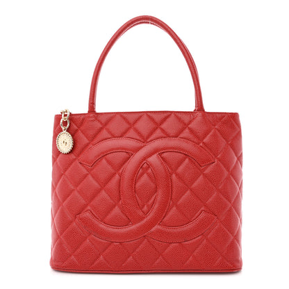 Chanel Caviar Quilted Medallion Tote Red 1 of 9