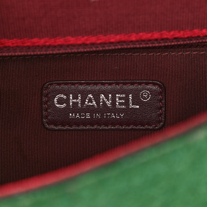 Chanel Felt Glazed Calfskin Quilted Edelweiss Flower Flap Dark Green 6 of 12