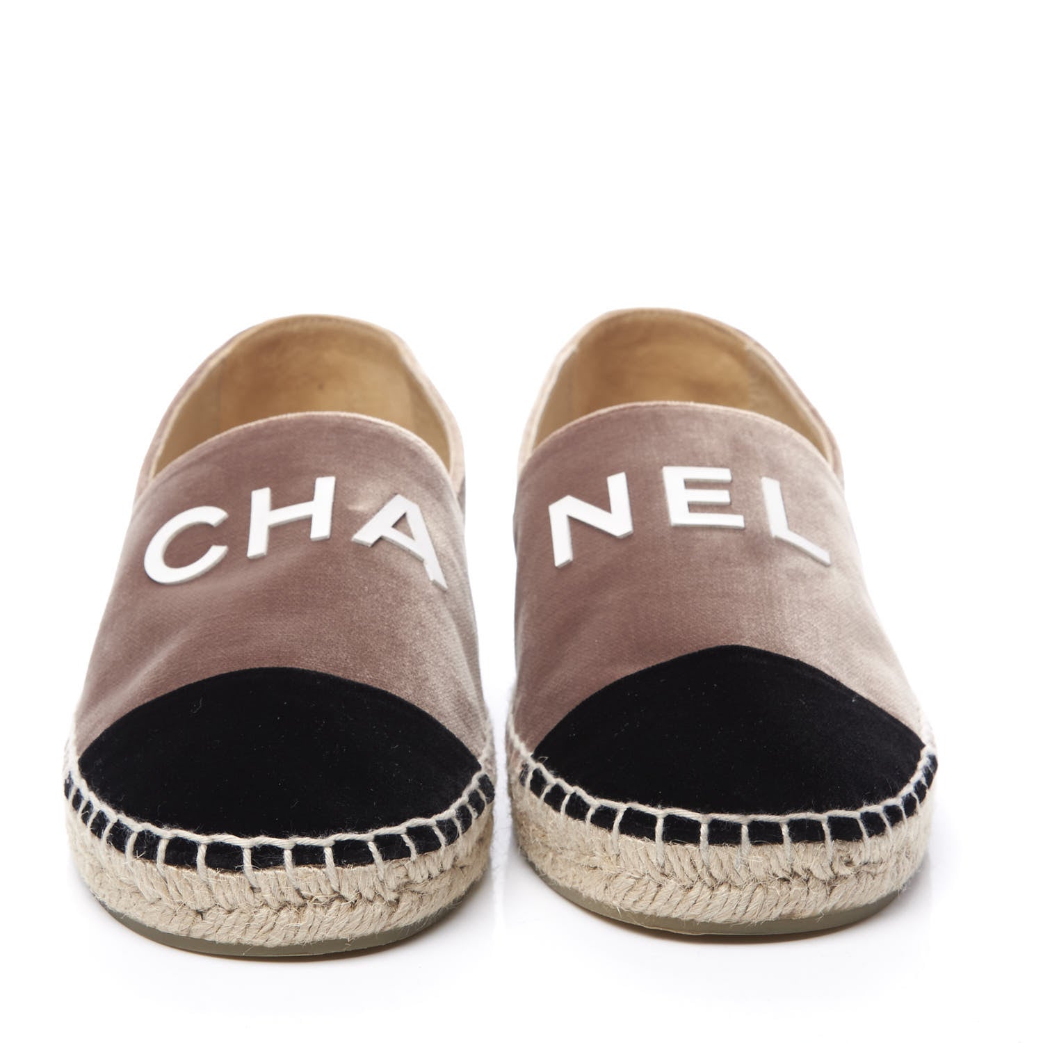 Chanel Velvet Logo Espadrilles 38 Beige Black 3 of 11