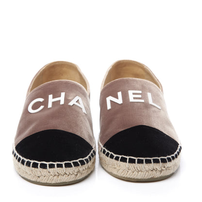 Chanel Velvet Logo Espadrilles 38 Beige Black 3 of 11