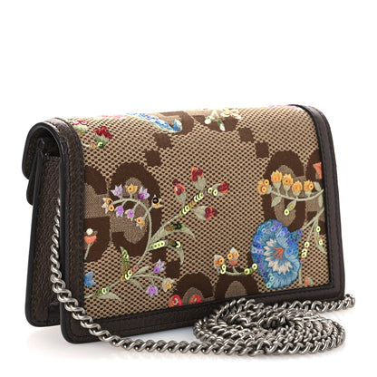 Gucci Monogram Jumbo GG Textured Dollar Calfskin Embroidered Super Mini Dionysus Shoulder Bag Camel Ebony New Acero Multicolor 3 of 10