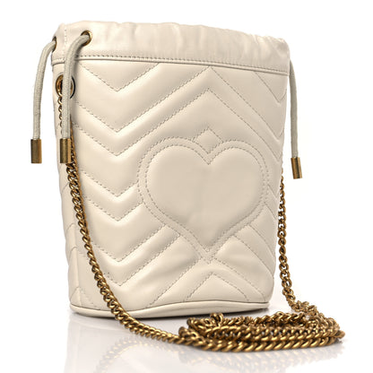 Gucci Calfskin Matelasse Mini GG Marmont 2.0 Bucket Bag White 3 of 9