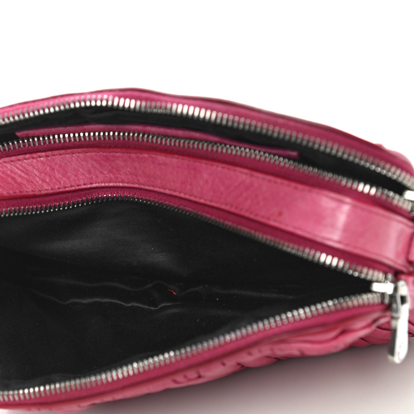 Vitello Lux Matelasse Double Zip Shoulder Bag Peonia