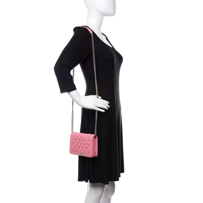 Chanel Caviar Quilted Boy Wallet On Chain WOC Light Pink 2 of 13