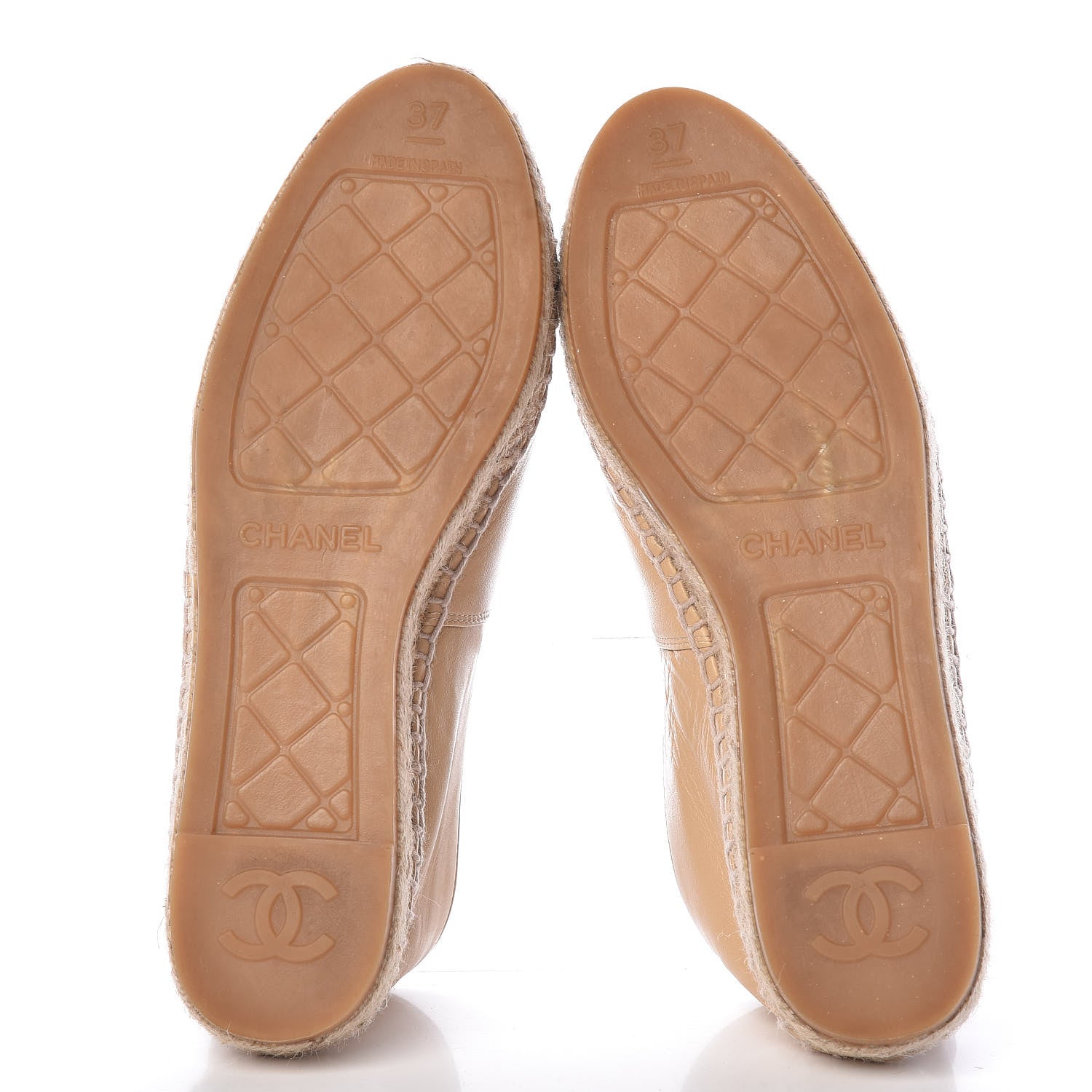 Chanel Lambskin CC Espadrilles 37 Beige Black 5 of 14