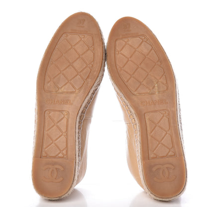 Chanel Lambskin CC Espadrilles 37 Beige Black 5 of 14