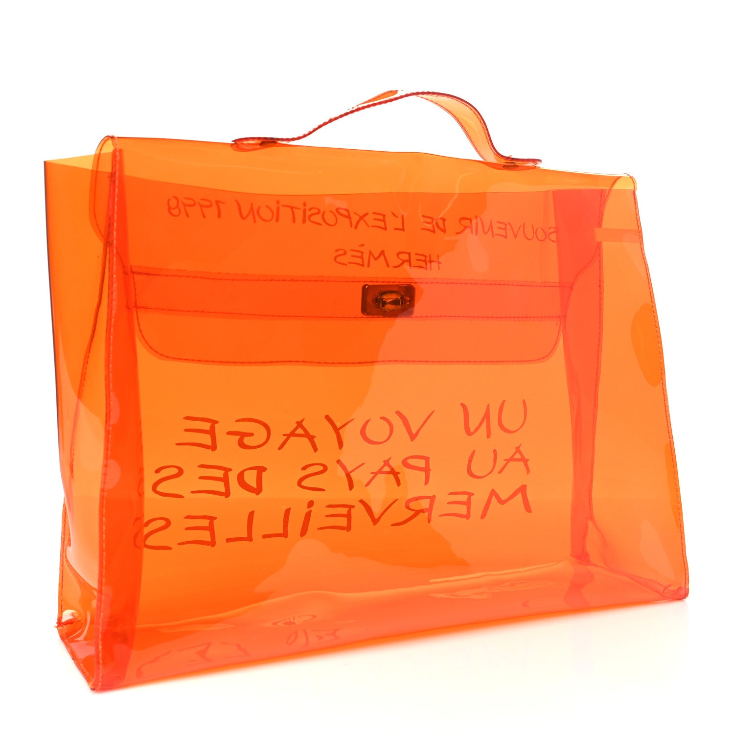 Hermes Vinyl Souvenir De L'Exposition Kelly Orange 3 of 9