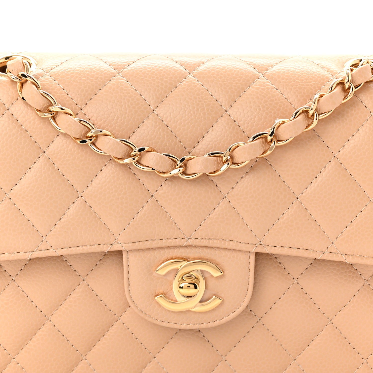 Chanel Caviar Quilted Small Double Flap Beige 8 of 10