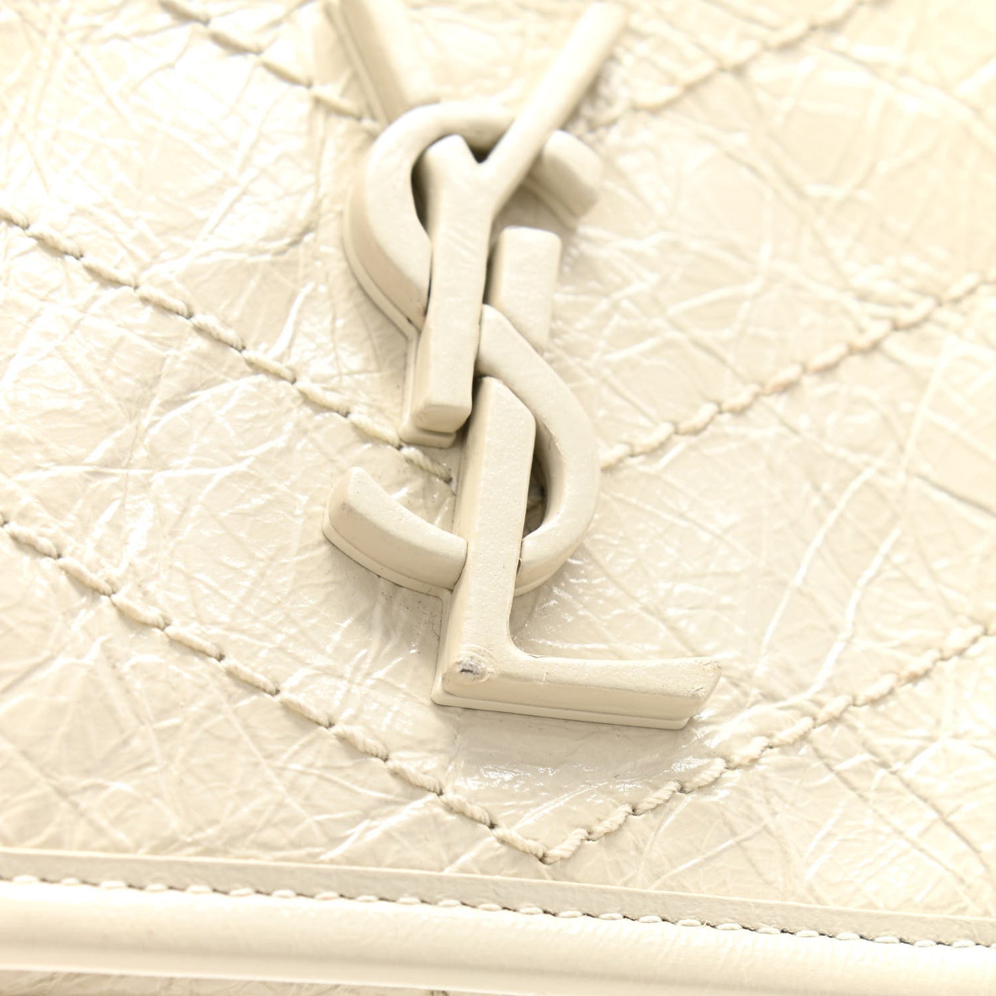 Crinkled Calfskin Matelasse Monogram Niki Chain Wallet Crema Soft