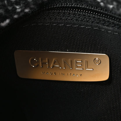 Chanel Tweed Quilted Medium Chanel 19 Flap Black White 6 of 10