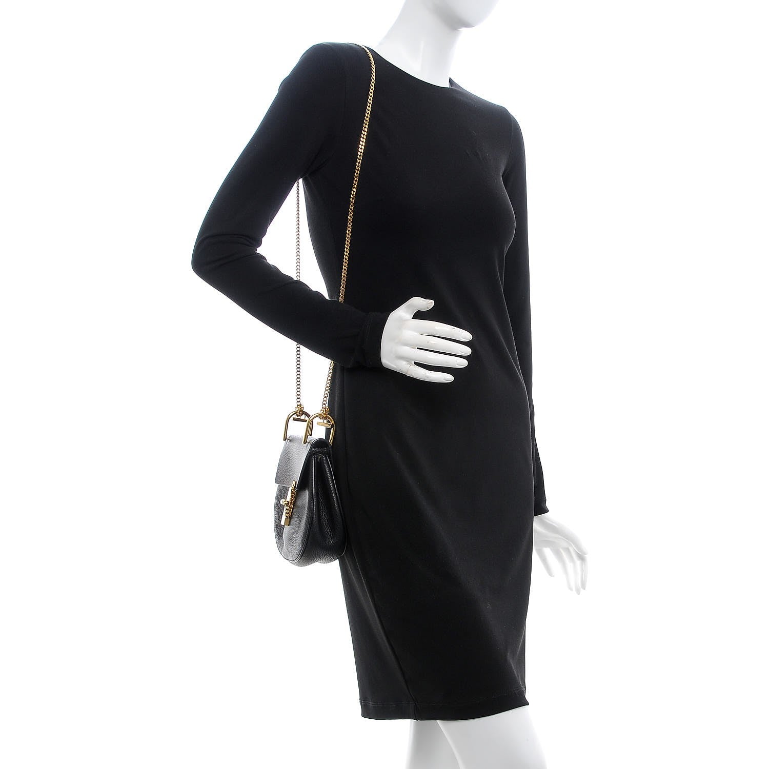 Chloe Grained Lambskin Mini Drew Shoulder Bag Black 2 of 9