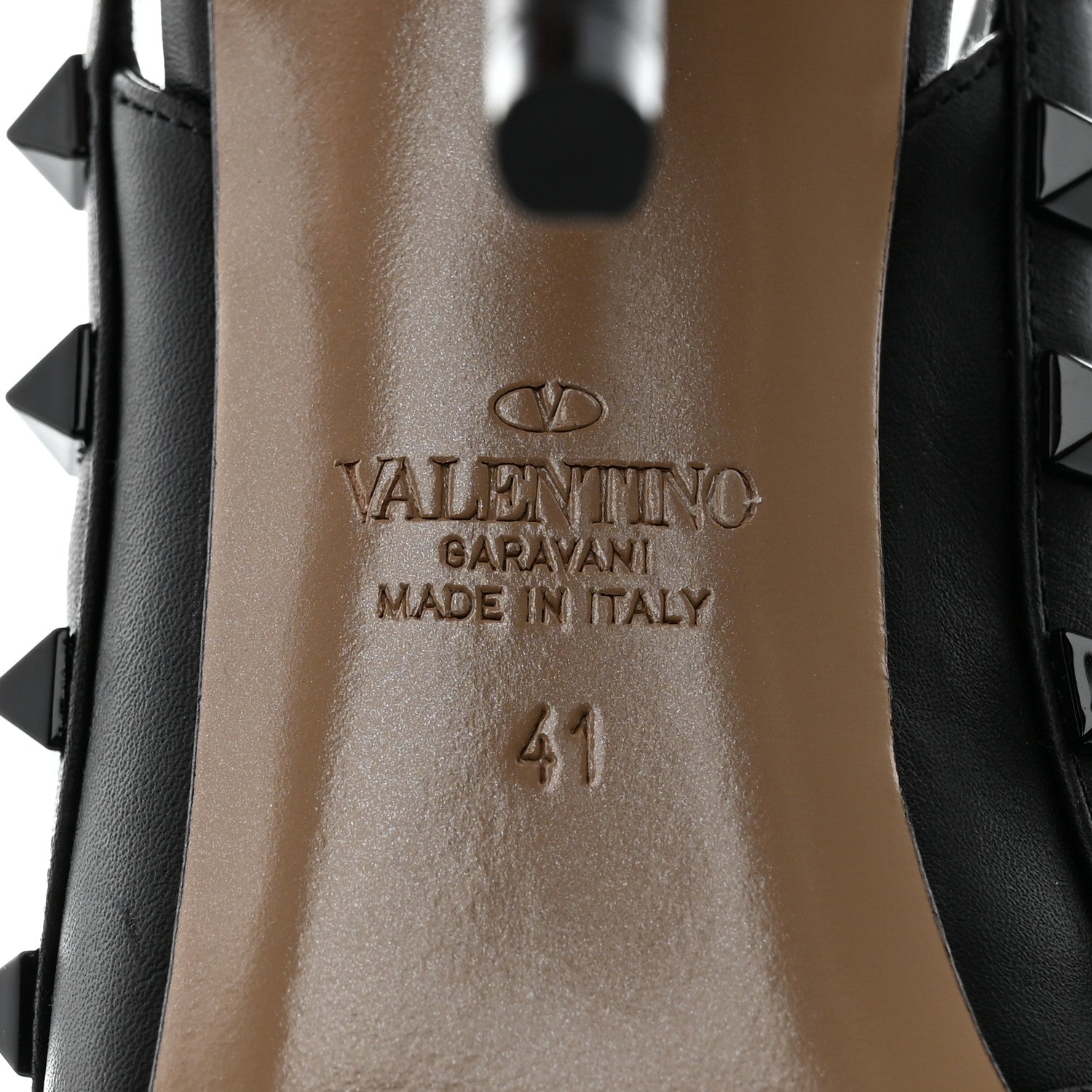Valentino Garavani Calfskin Lacquered Monochrome Rockstud Ankle Strap 100mm Pumps 41 Black 8 of 9
