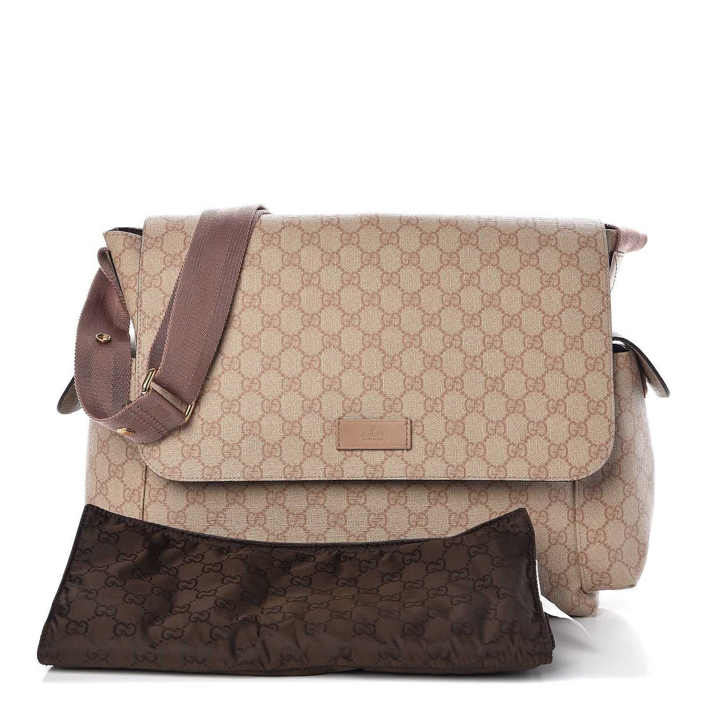 GG Supreme Monogram Messenger Diaper Bag Beige