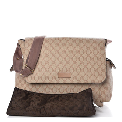 Gucci GG Supreme Monogram Messenger Diaper Bag Beige 3 of 12