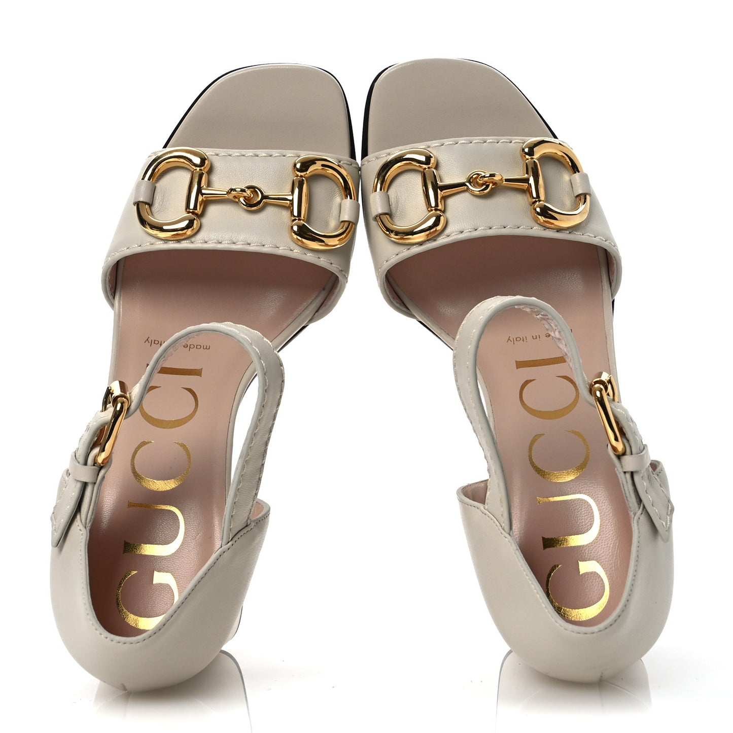 Nappa Horsebit Cross Strap 95mm Sandals 35 Mystic White