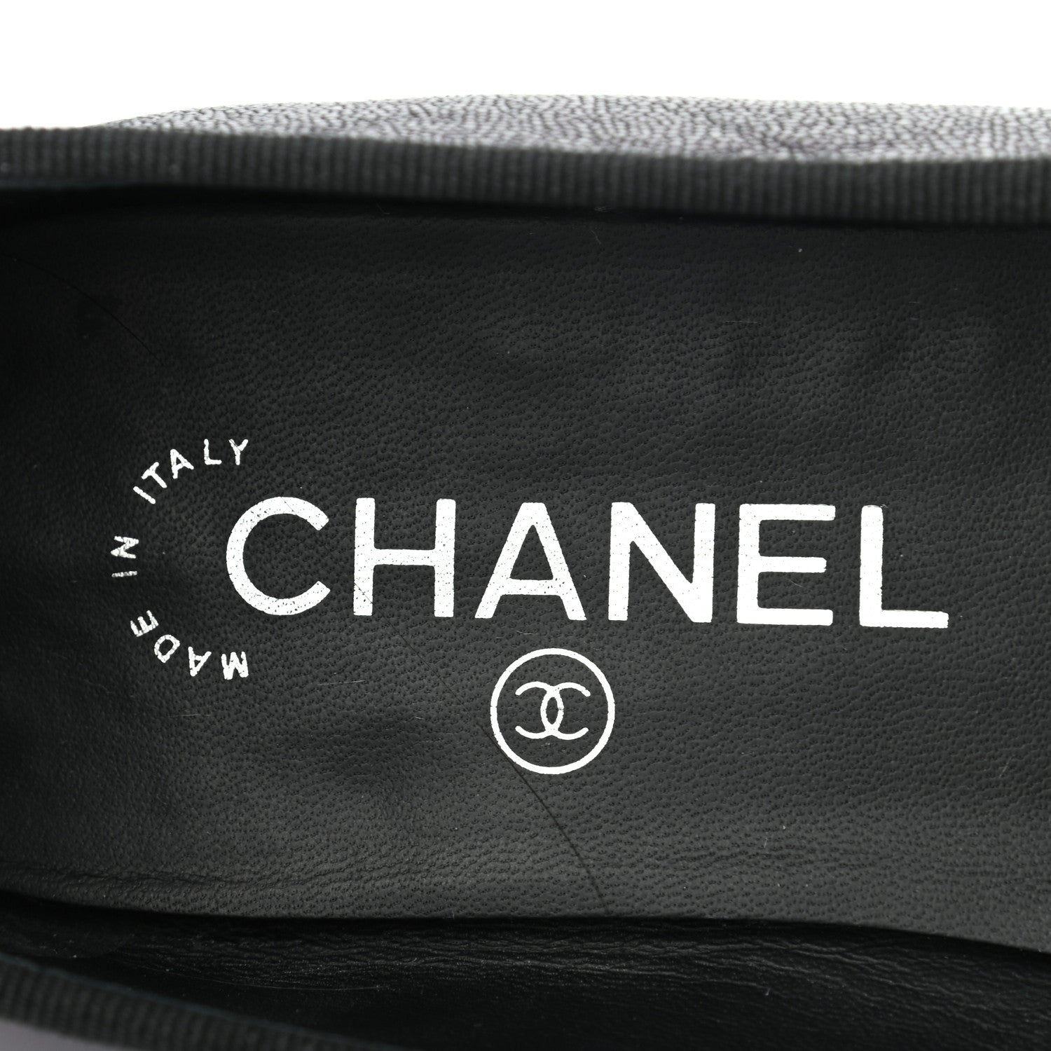 Chanel Iridescent Grained Calfskin Cap Toe Ballerina Flats 37.5 Black 7 of 8