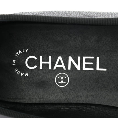 Chanel Iridescent Grained Calfskin Cap Toe Ballerina Flats 37.5 Black 7 of 8