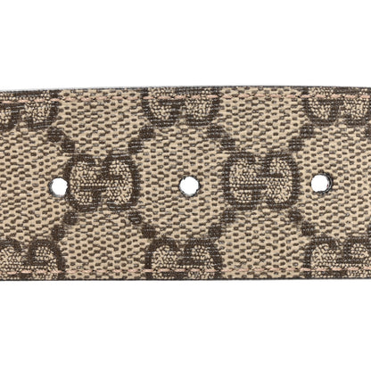 Gucci GG Supreme Monogram Plutone Calfskin Double G Reversible 37mm Belt 115 46 Beige Ebony New Cherry Red 5 of 7