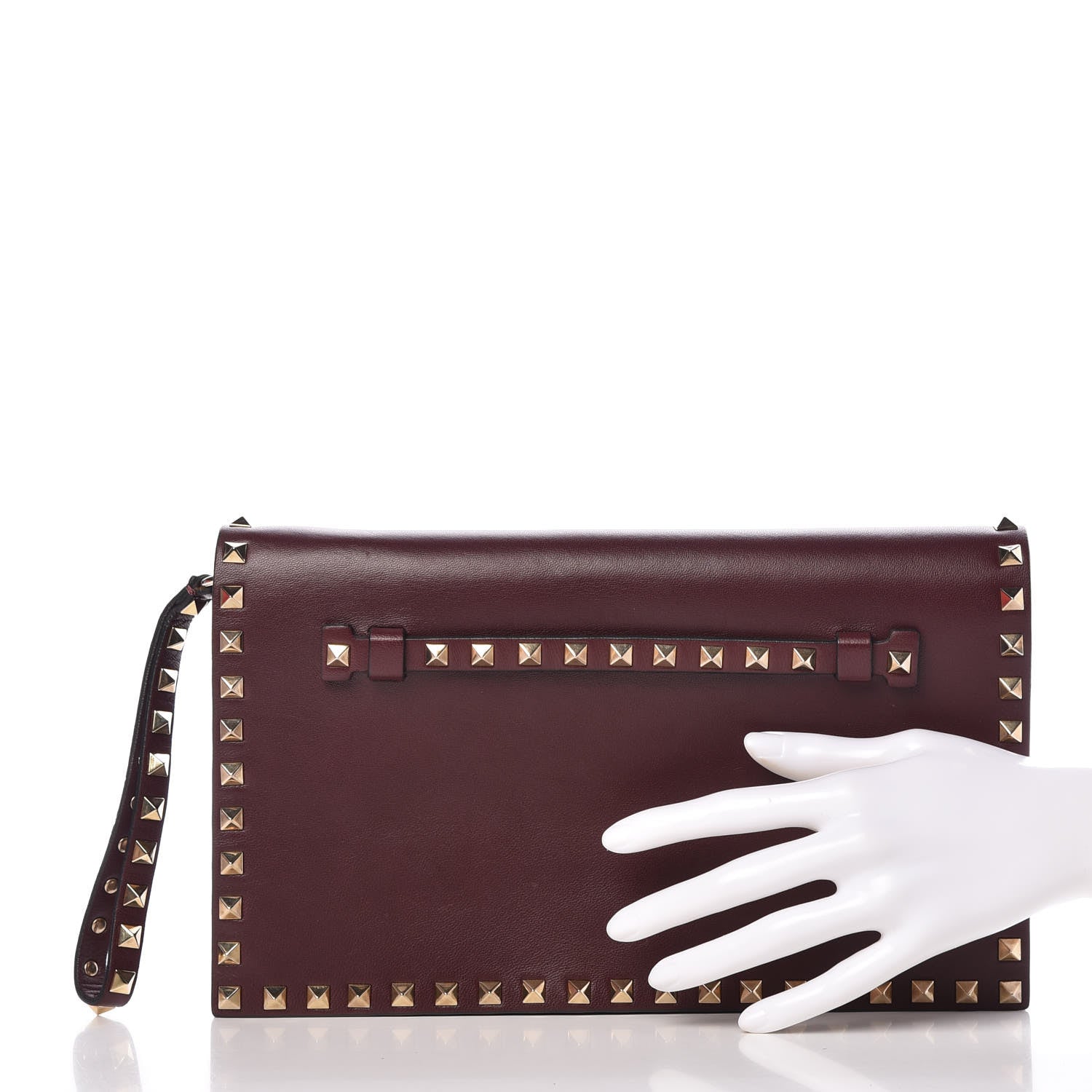 Valentino Garavani Nappa Rockstud Wristlet Clutch Rubin 3 of 10