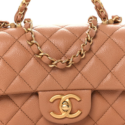 Chanel Caviar Quilted Mini Handy CC Flap Camel 8 of 14